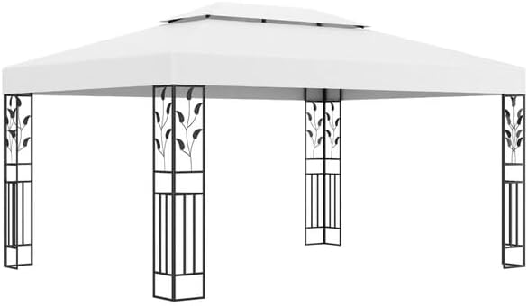Massbinet Pavillon, 3 x 4 m (B x T), Stoff mit PA-Beschichtung (100% Polyester), pulverbeschichteter Stahl, Weiß/Schwarz