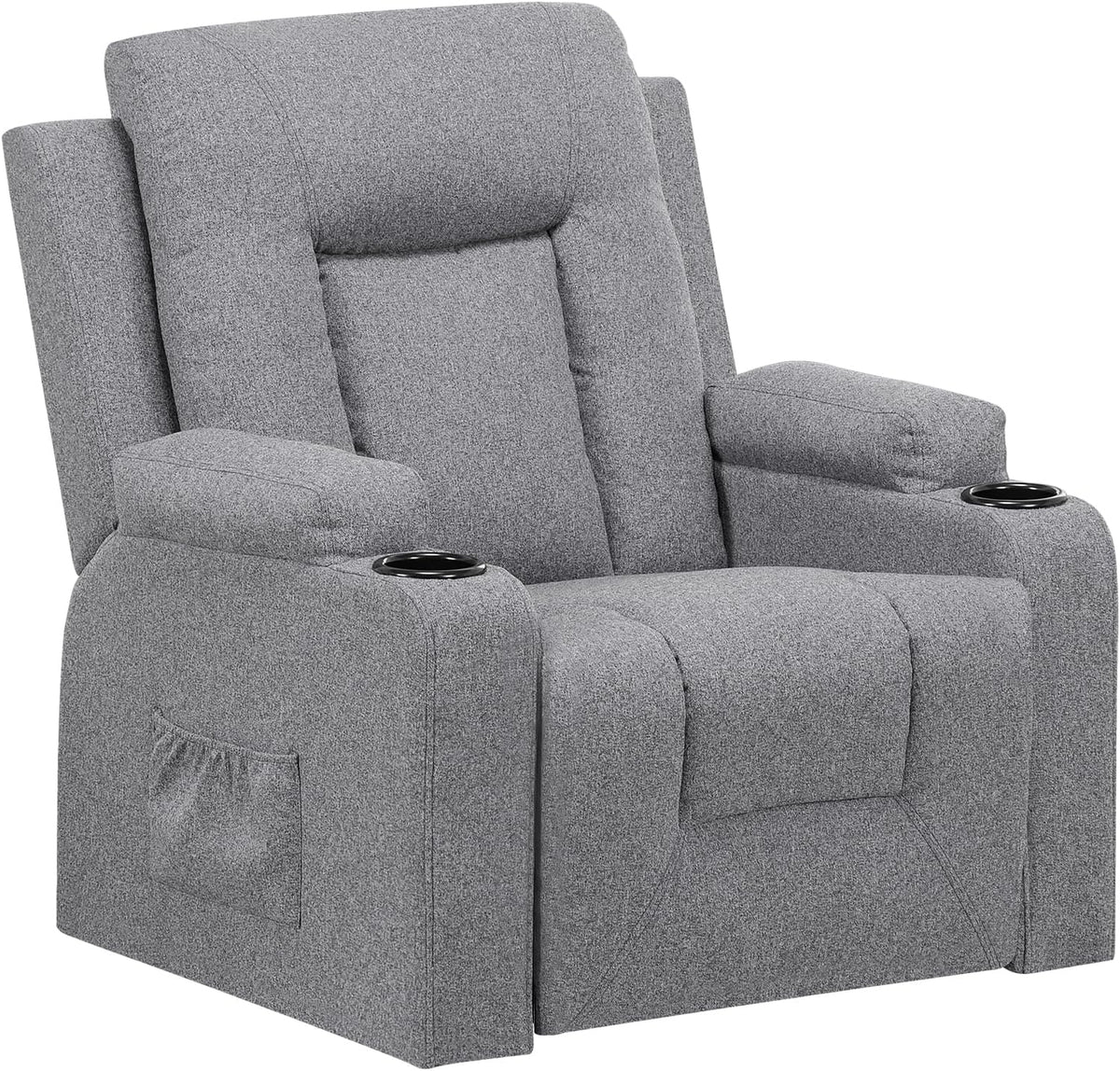 LUCKRACER Relaxsessel, Dunkelgrau, Fernsehsessel mit Liegefunktion und Fußstütze, 360°Drehbarer TV Sessel Wohnzimmer