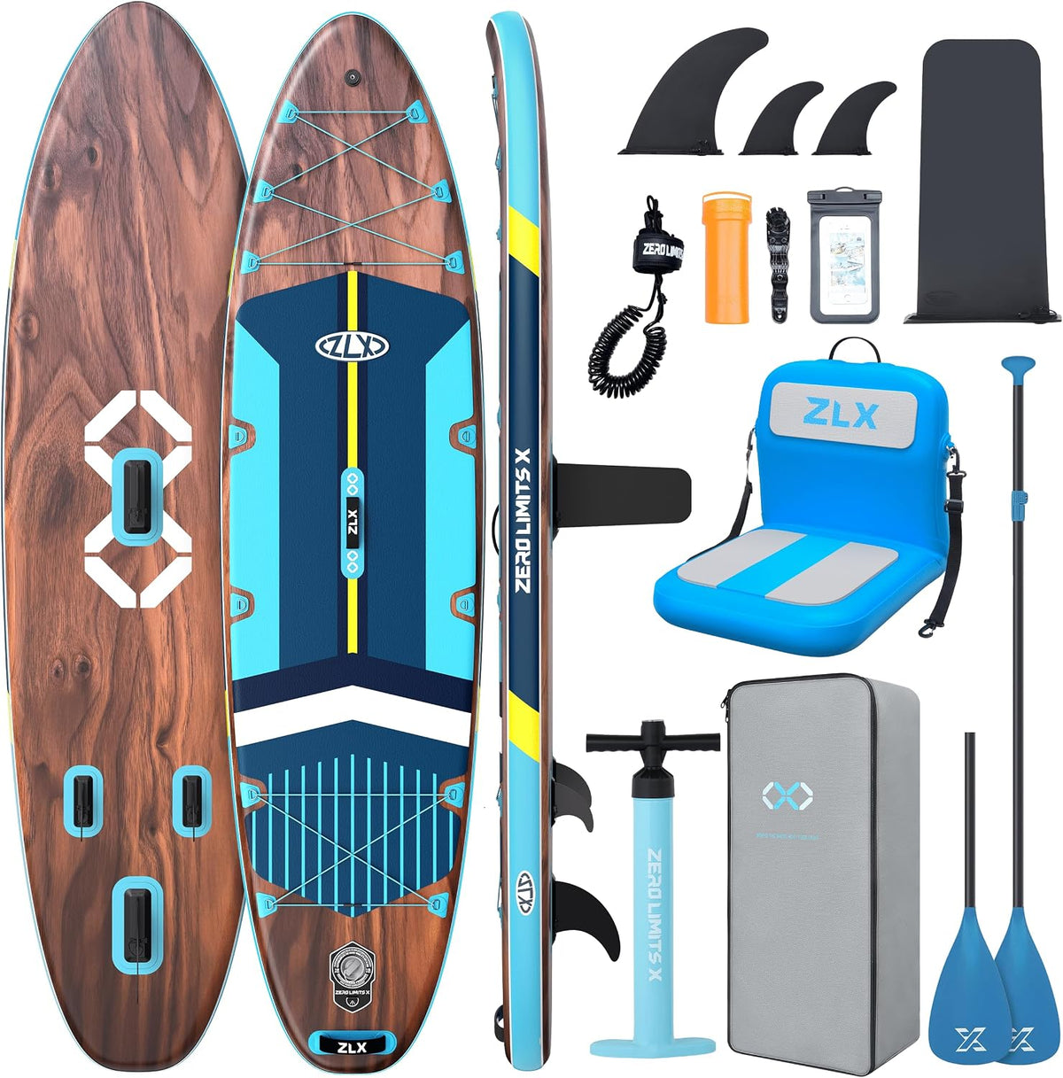 ZLX SUP-Board, 230 kg, 83 cm, Schwarz, Stand Up Paddling Board 350x89/, SUP Board Set, Rutschfester Deckpad, Standup Paddle Board 250/ Tragkraft