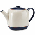 Teekanne aus Keramik, Creme und Marineblau