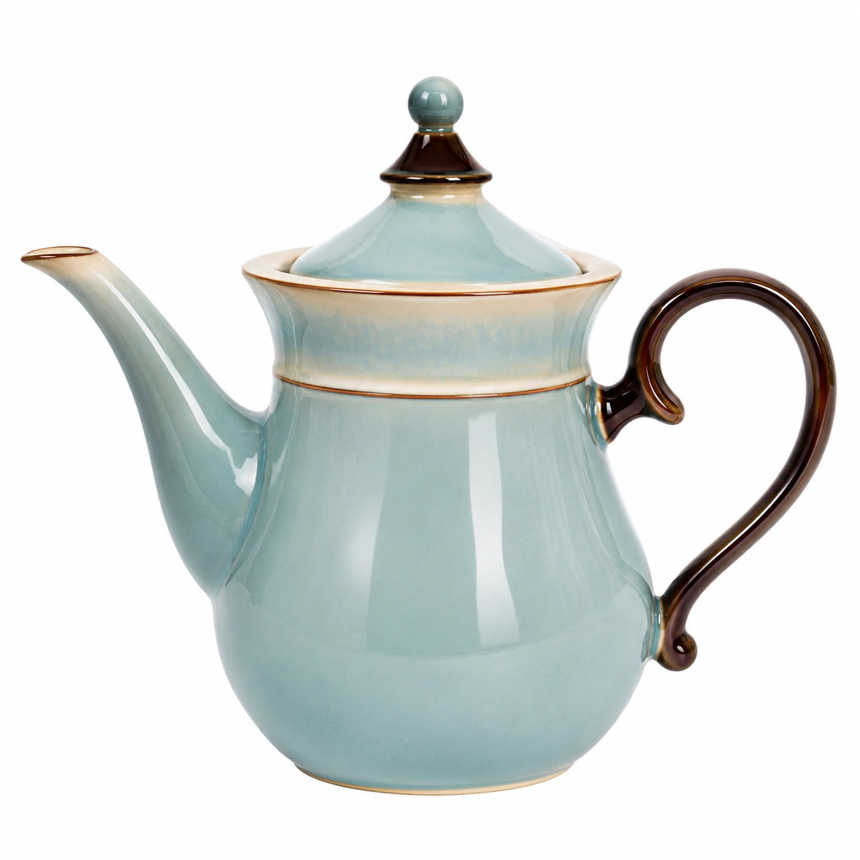 Keramik-Teekanne 1L Grün/Braun mit Deckel