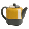Moderne Keramik-Teekanne in Gelb/Schwarz/Creme, 1000ml
