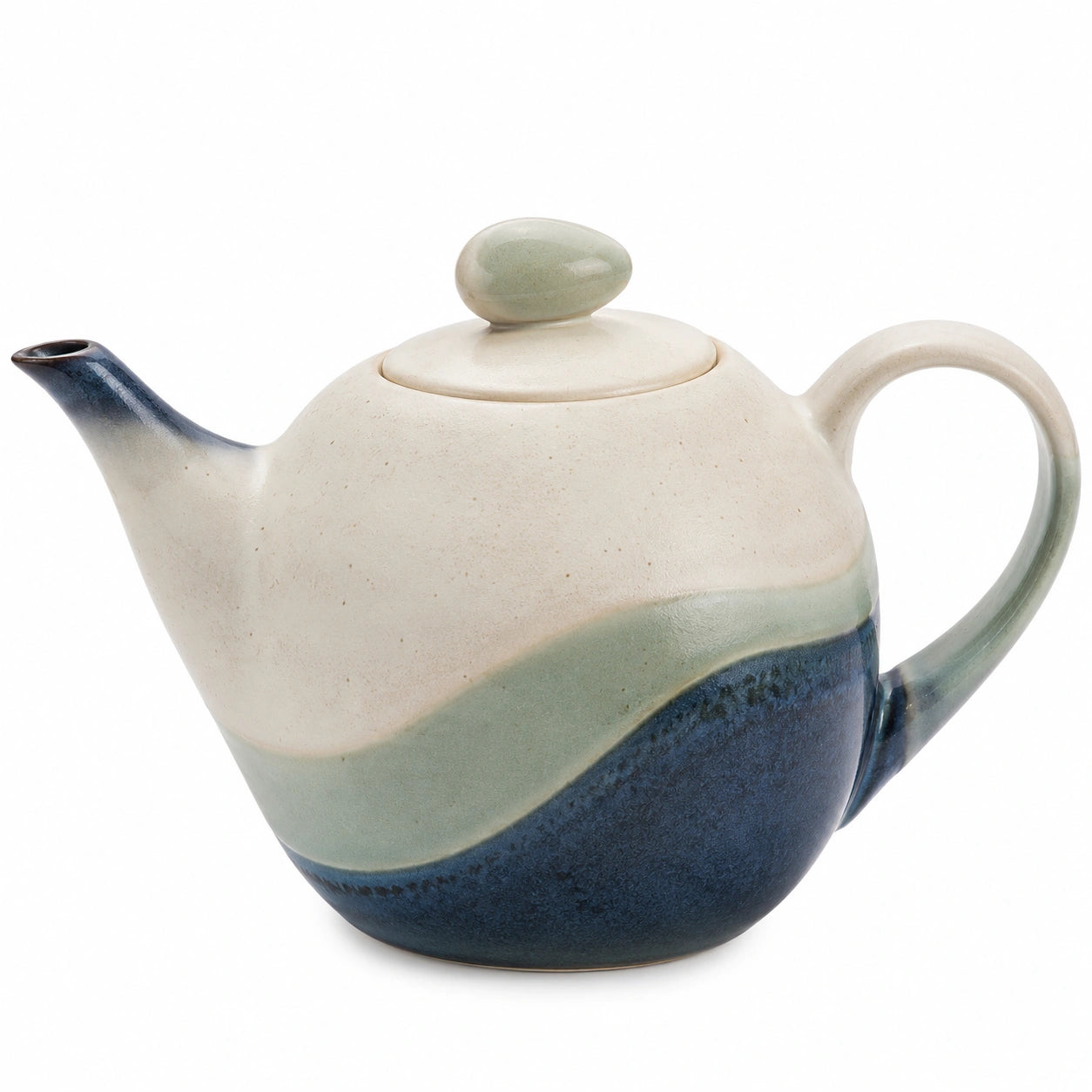 Keramik Teekanne 1200ml Blau/Beige