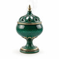 Handgefertigtes Orientalisches Räuchergefäß Grün/Gold mit Deckel
