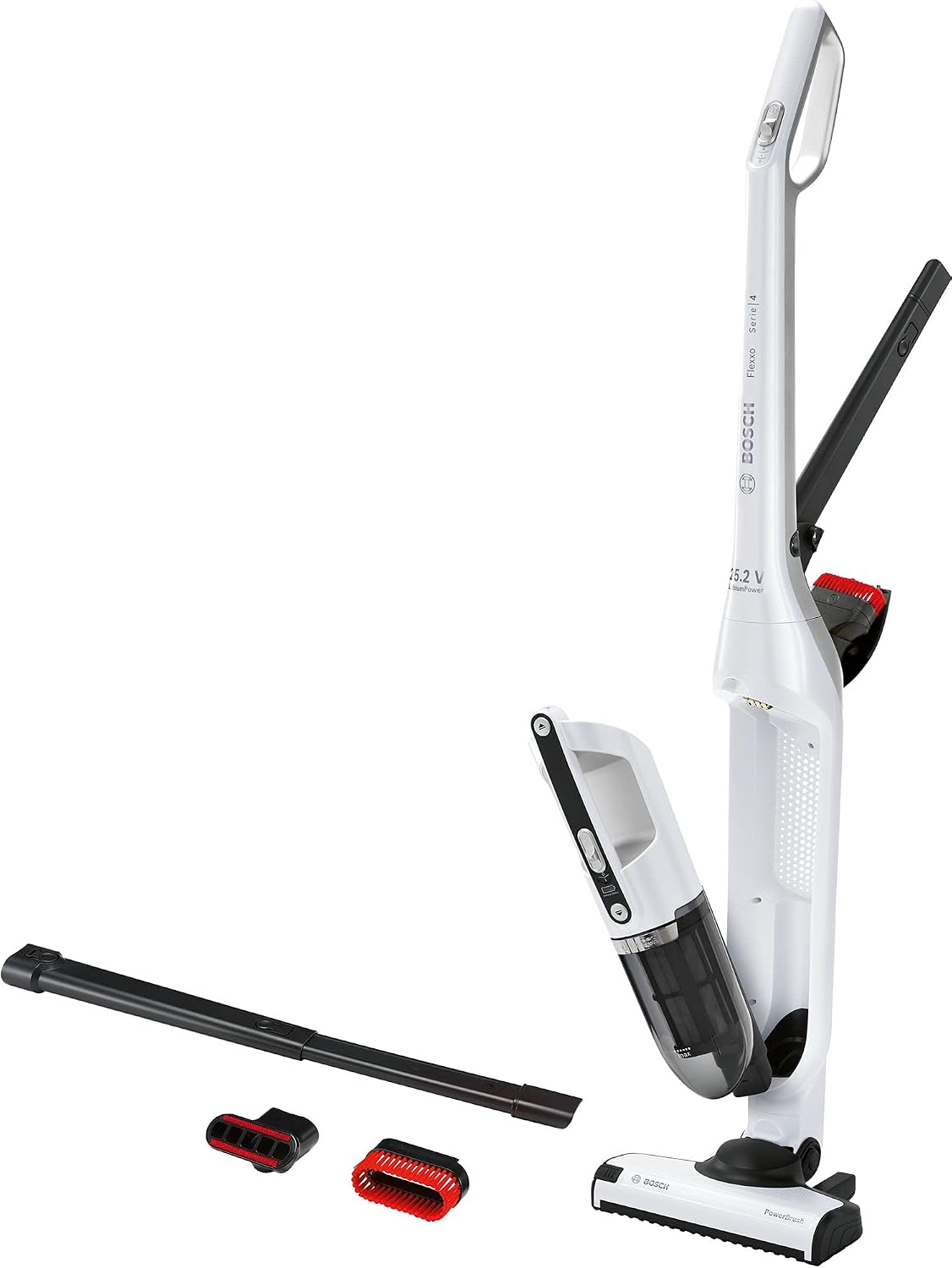 Bosch Stabstaubsauger, 0,4 l, Schwarz, BCH3K255 Elektrobesen ohne Beutel, Weiß