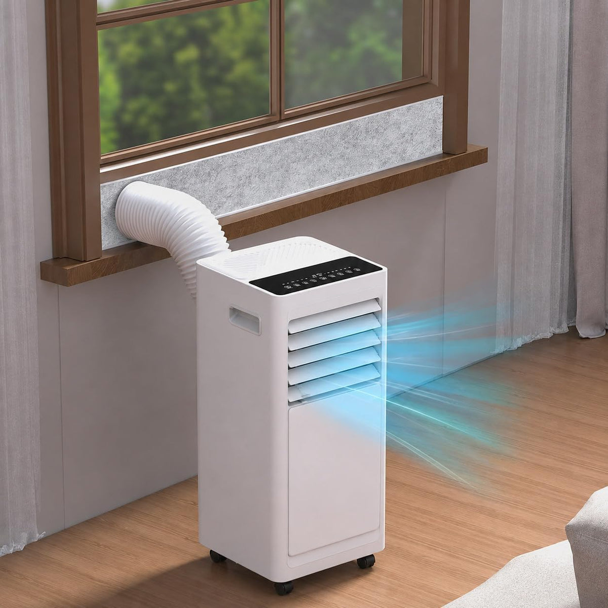 DIUNAOZI Klimaanlage, 1000 W, 301 m, 12 m, Weiß, Mobile 9000 BTU mit Abluftschlauch, 3 in 1 Klimagerät mit Entfeuchter und Ventilator