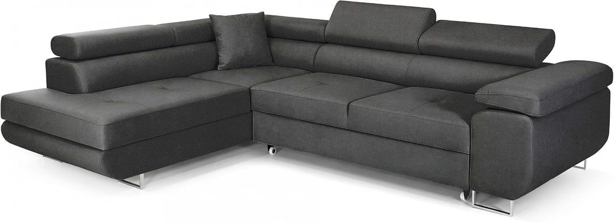 Sofa COMFORTINO FURNITURE, Weiß, Eck mit Schlaffunktion PASTI L-Form, Couch mit Bettkasten, 3-Sitzer Eckcouch, Schlaf für Wohnzimmer