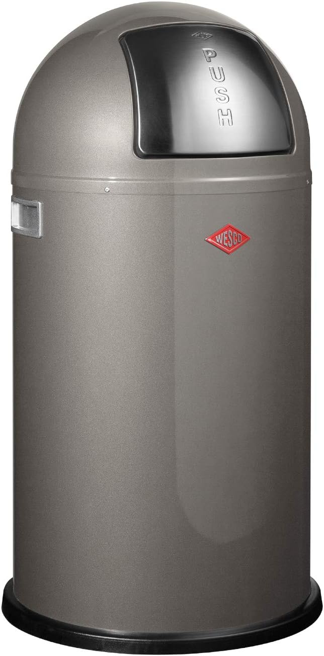 WESCO Küchenabfalleimer, 50 Liter, Mattgraphit/Schwarz, 175831-77 Pushboy Abfallsammler, Edelstahl, Graphit
