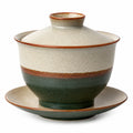 Keramik Gaiwan Set mit Untertasse Grün/Beige