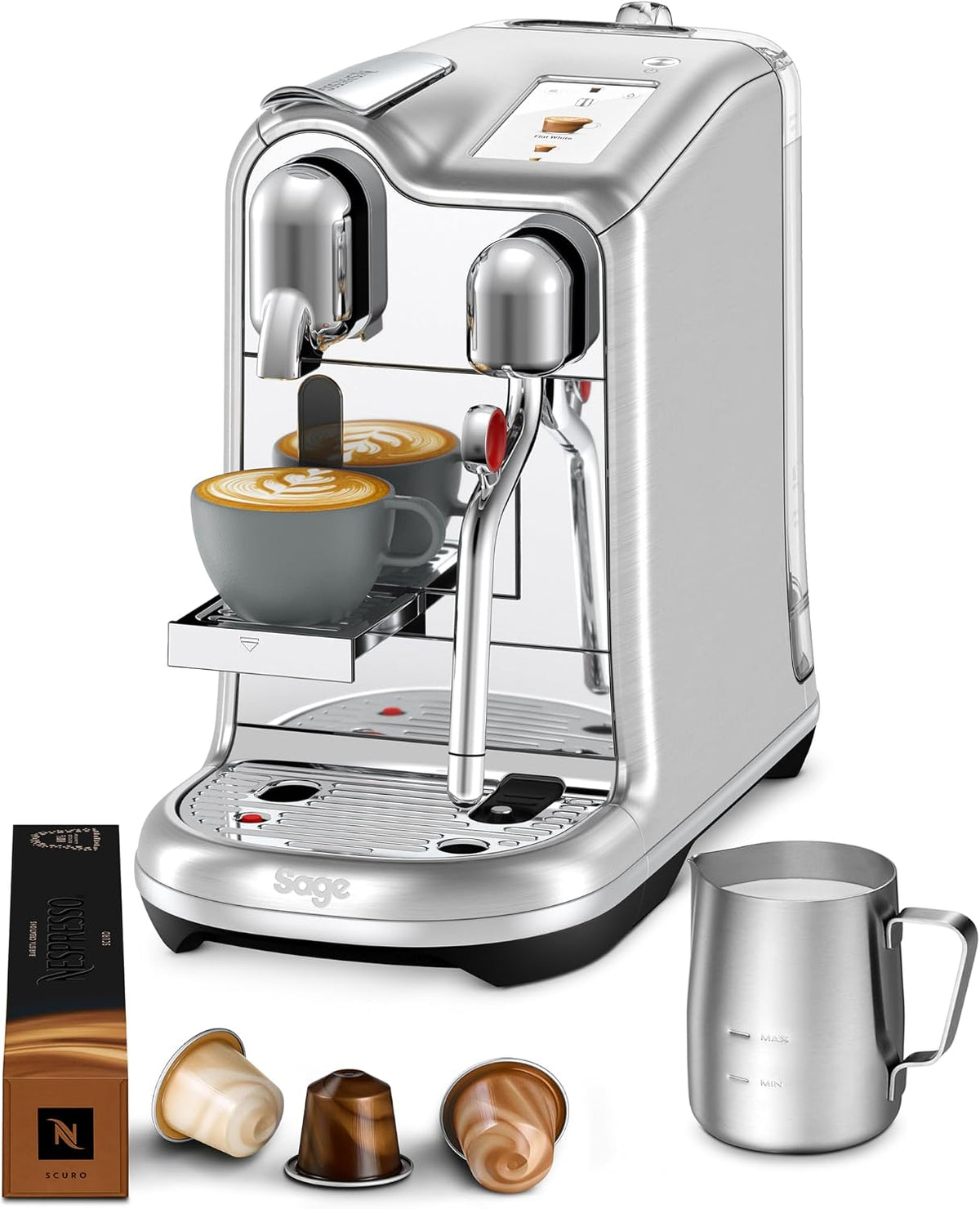 Nespresso Kaffeemaschine, Silber, Creatista Pro von Sage, Edelstahl, Brushed Stainles Steel