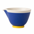 Rührschüssel Keramik Blau mit Ausgießer und Gelbem Sockel