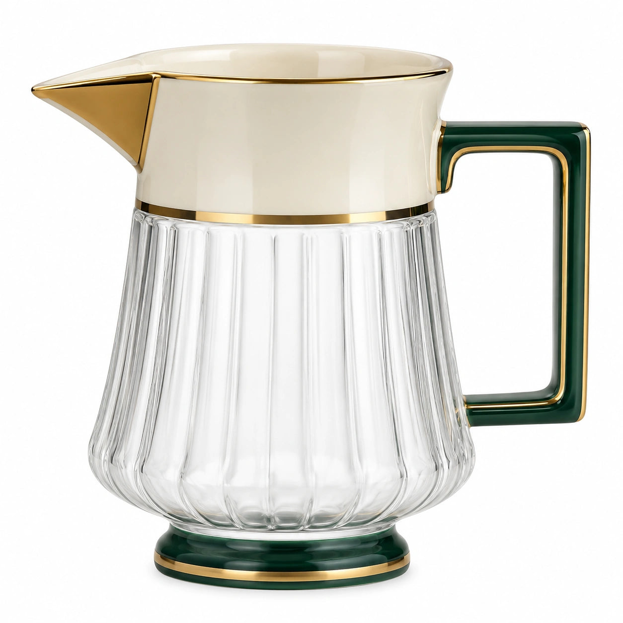 Eleganter Glaskrug 1000ml mit Goldverzierung