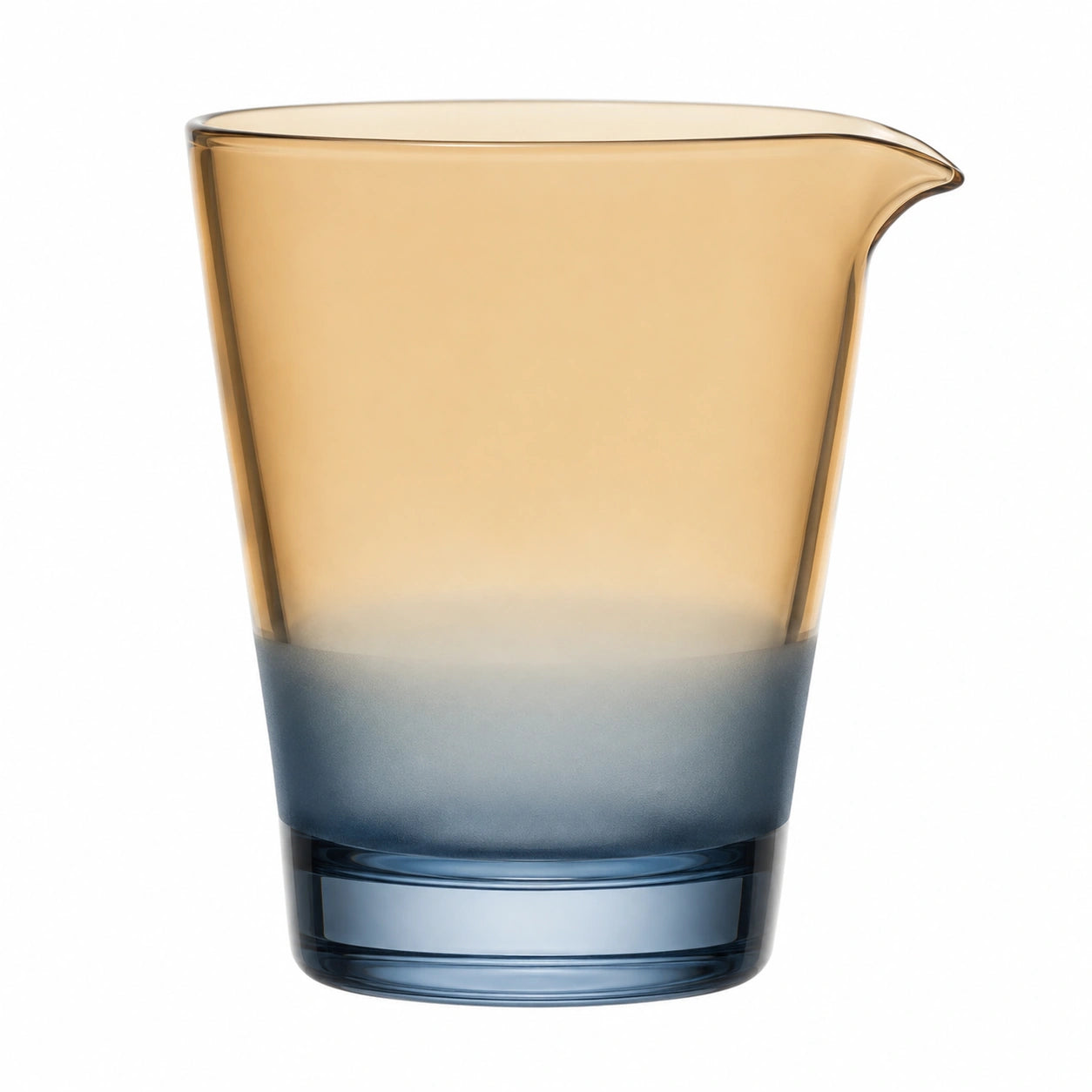 Moderner Glaskrug mit Farbverlauf in Blau und Orange