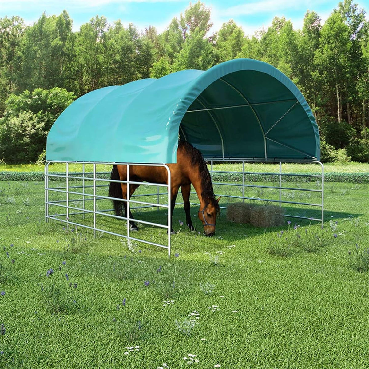 ShCuShan Schafe & Ziegen, 7 m, Grün, Weidezelt PVC 3, Wasserfest Weidehütte Offenstall Weide Unterstand