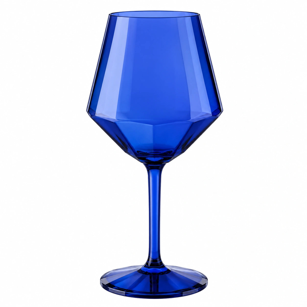 Facettiertes Kristall-Rotweinglas Blau 450ml