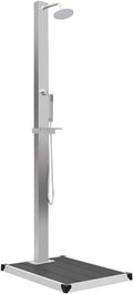 GeenYuu Brausen & Duschen, 210 cm, WPC, Edelstahl mit gebürsteter Oberfläche, Grau