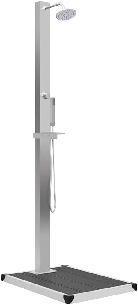 GeenYuu Brausen & Duschen, 210 cm, WPC, Edelstahl mit gebürsteter Oberfläche, Grau