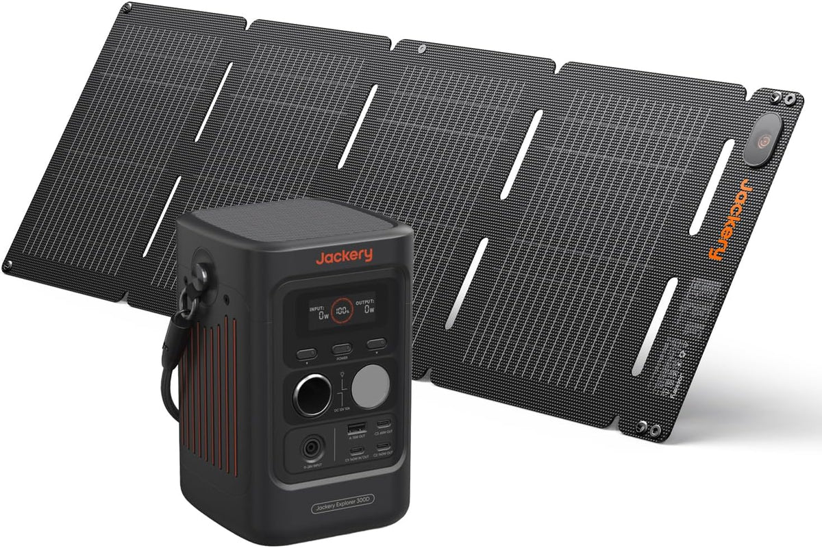 Jackery Powerstation, 40 W, Mehrfarbig, E300D Tragbare mit Air Solarpanel