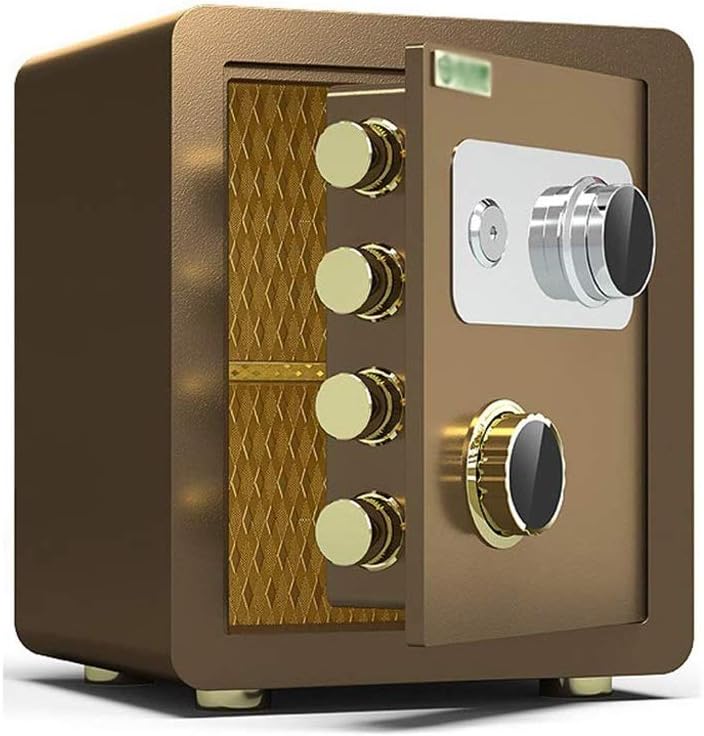 Tresore Bett, Braun/Gold, mechanisches Passwort, für den Haushalt, Kleiner Safe am, Büro, Ganzstahl-Versicherungsschrank für Bargeld