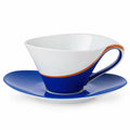 Kaffeetasse mit Untertasse 150ml Blau/Weiß/Orange