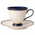 Elegante Teetasse mit Untertasse 250 ml Elfenbein/Blau
