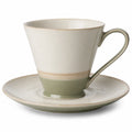 Elegante Kaffeetasse mit Untertasse Beige/Grün