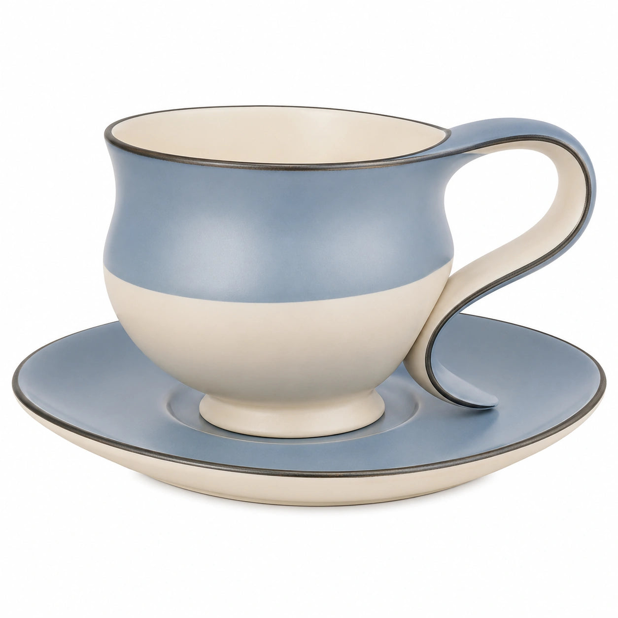 Blau/Beige Kaffeetasse mit Untertasse - 250ml