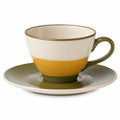 Teetasse mit Untertasse Beige und Olivgrün