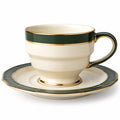 Elegante Teetasse aus Porzellan mit Untertasse Grün/Gold 200ml