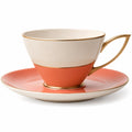 Teetasse mit Untertasse, Goldrand, Creme/Orange, 200 ml