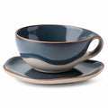 Elegante Tasse mit Untertasse in Blau und Grau