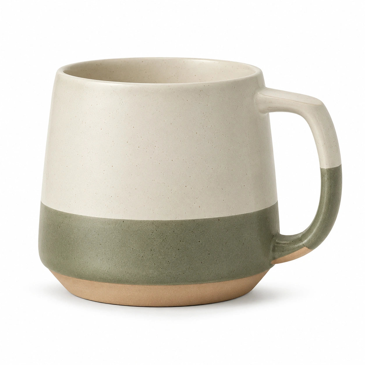 Moderner Keramikbecher Beige/Grün, 350ml