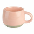 Runde Keramiktasse Rosa mit Grünem Akzent, 300ml