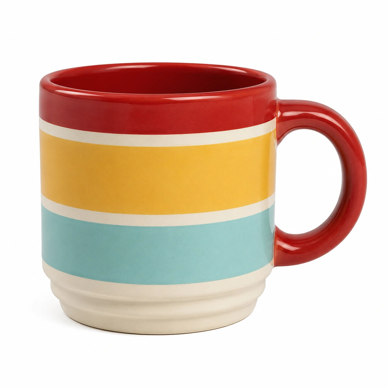 Keramiktasse mit bunten Streifen, 350ml