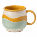 Keramiktasse 350ml mit Wellenmuster - Gelb/Grün/Beige