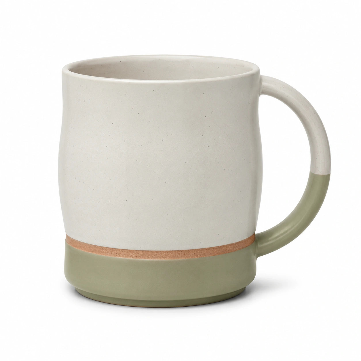 Keramiktasse Beige 350ml mit Grünem Akzent