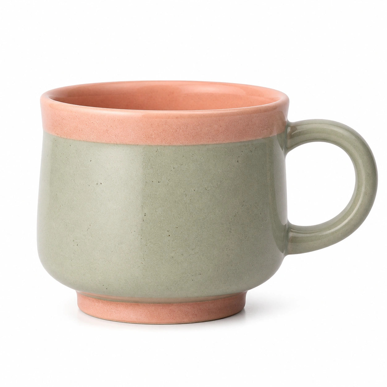 Zweifarbige Keramiktasse 350ml Grün/Apricot