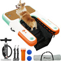 FBSPORT Hunderampen, 100 kg, Weiß/Orange/Grün, Hunderampe Aufblasbare Hunde Wasserrampe, Hundeboot Rampe Schwimmende Dock Leiter für Pool
