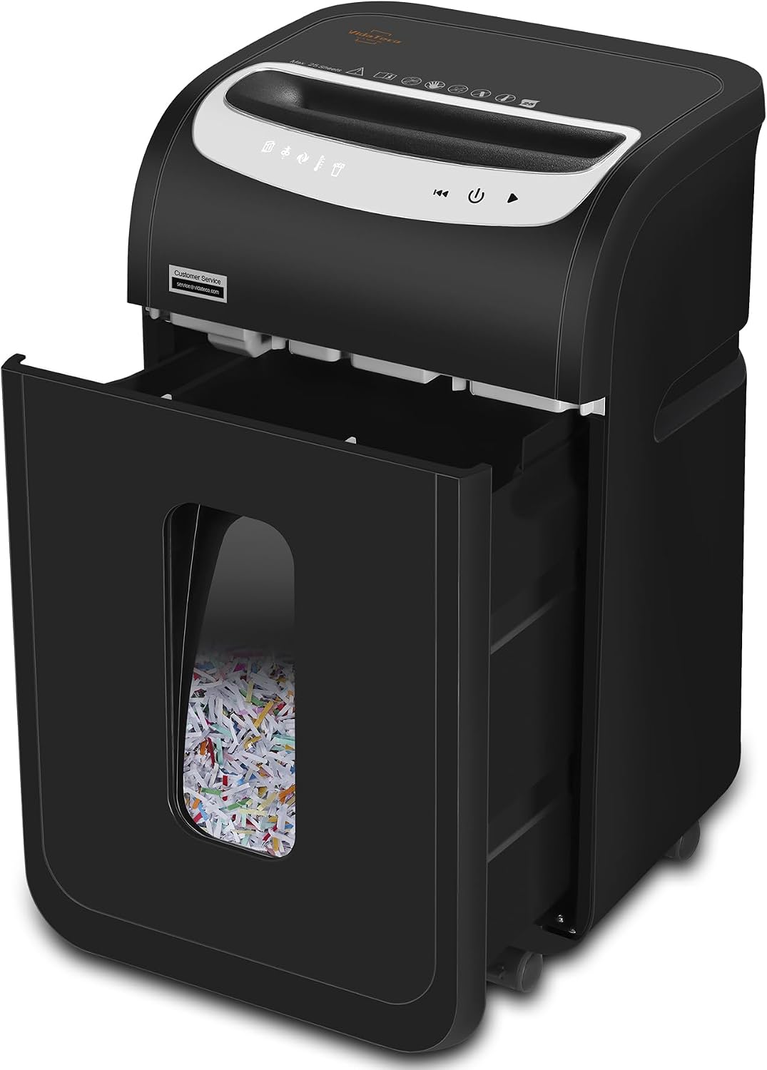 VidaTeco Aktenvernichter, 30 L, Schwarz, für Büro und Homeoffice, 25 Blatt P4 Reisswolf mit 40 Minuten, Kreuzschnitt Papierschredder