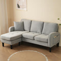 Sofa sogesfurniture, 166 x 118 x 77 cm, Grau, Modulares Eck mit Chaiselongue, L-förmiges 3-Sitzer- mit Kissen, Atmungsaktiver Baumwoll-Leinenstoff