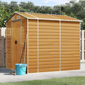 Xichuzi Gerätehaus, 191x215x198 cm, Verzinkter Stahl, Hellbraun, Gartenhaus, Fahrradgarage, Gartenhütte, Geräte Schuppen