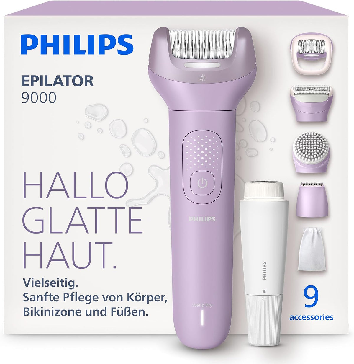 PHILIPS Elektrorasierer, Schwarz, Epilierer Series 9000 - Kabelloser Epilierer für Nass- und, Haarentfernung für Körper
