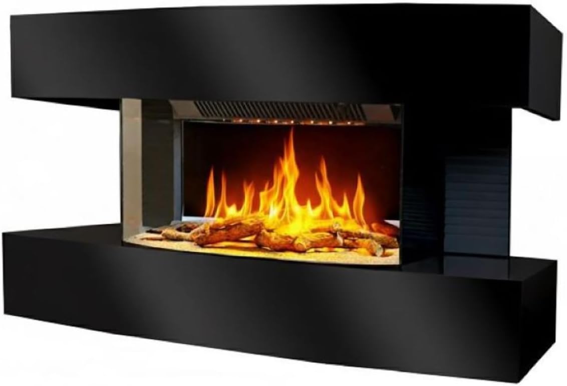 Chemin'Arte Elektrokamin, 2000 W, Schwarz, Wandkamin Elektrisch - Lounge medium mit heizung - - Kam