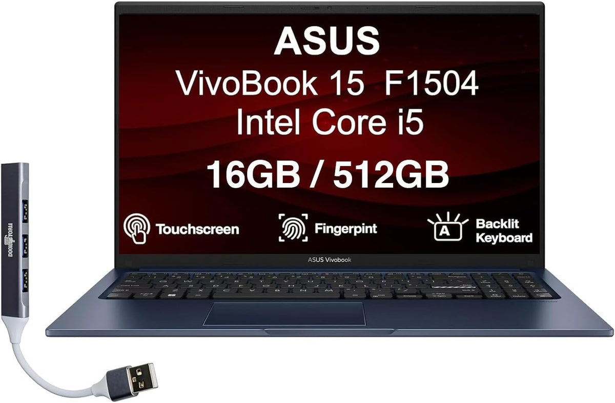ASUS Laptop, Blau, VivoBook 15 15.6' Touchscreen IPS FHD Display (Intel, 16GB DDR4, 512GB SSD, Backlit KB, Fingerprint