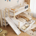 Merax Bett, 90x200 cm, Weiß, Etagen 140x200 &, Kinder mit Rutsche, Treppe, Multifunktions mit Tafel, Kiefernholz