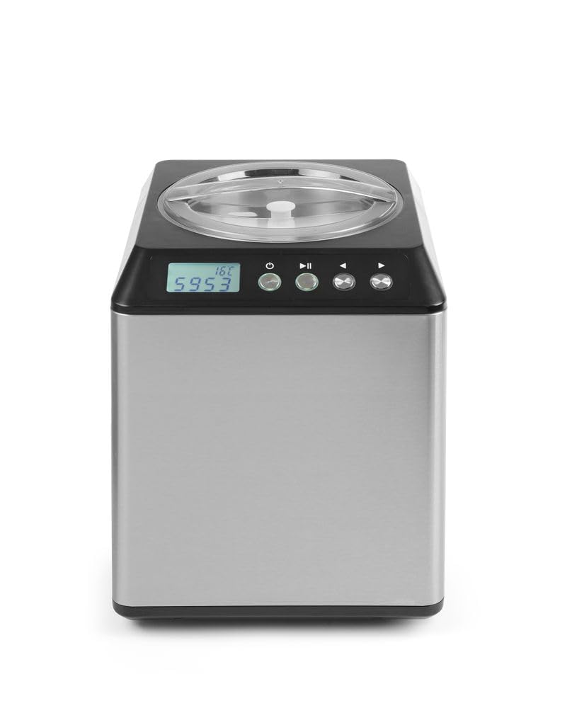 HENDI Eismaschine, 230 V, 180 W, 2 L, Silber, Eiscreme-Maschine, Speiseeisbereiter, Eisbehälter, Temperaturbereich: -10°C bis -35°C