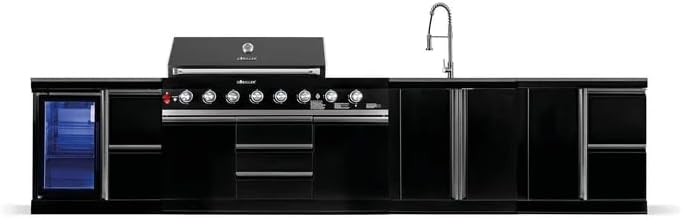 GORILLER Gasgrill, Schwarz, BLACKBACK L2 Outdoor-Küche, XXL- mit Kühlschrank, Waschbecken, Extra-Arbeitsfläche und Stauraum