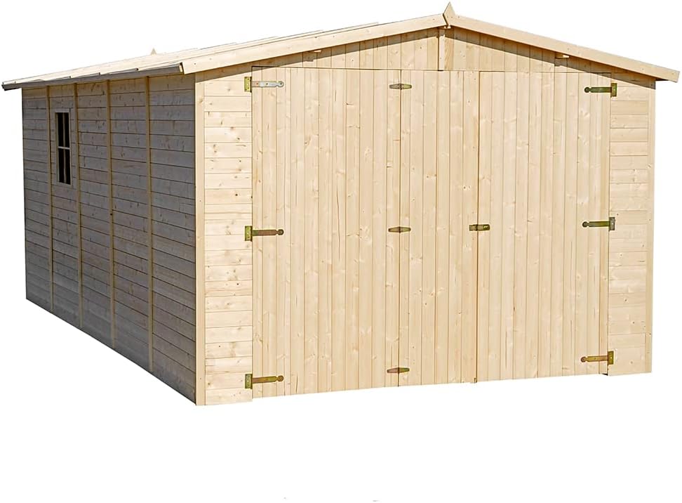 Gerätehaus TIMBELA, 15 m, Naturholz, M101 Holzgarage - Abstellraum mit Fenstern - H222x516x324