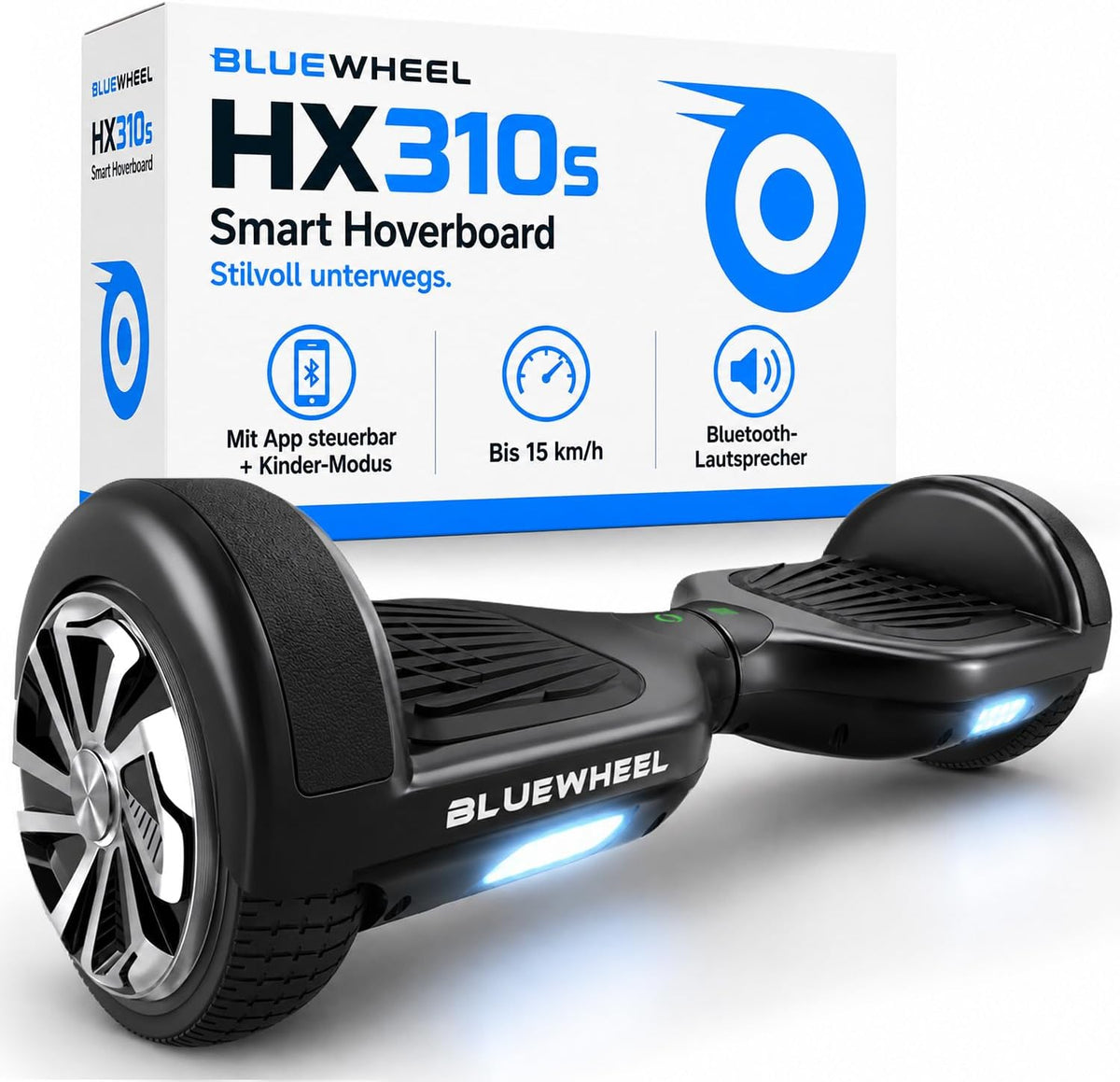Bluewheel Electromobility E-Scooter, 6,5 Zoll, 700 W, Schwarz, HX310s Hoverboard, Dual Motor, Bluetooth