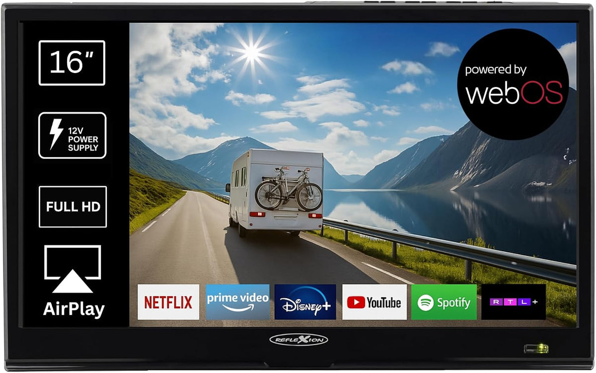 REFLEXION Fernseher, 16 Zoll, 12 V, 24 V, Schwarz, Smart TV, LEDW16IBT Smart TV Full HD / mit Bluetooth & WLAN